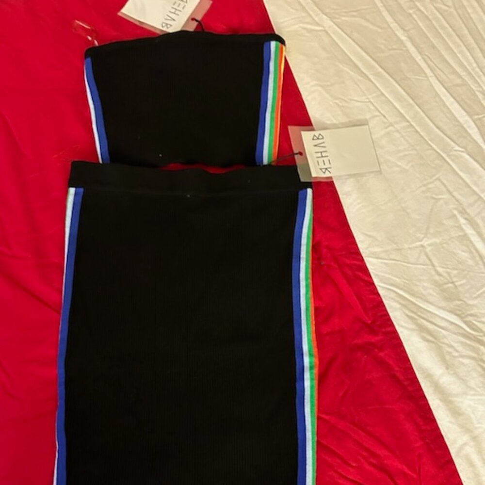 🌈 SNATCHED & SPORTY | REHAB 2-Piece Ribbed Tube Top & Skirt Set